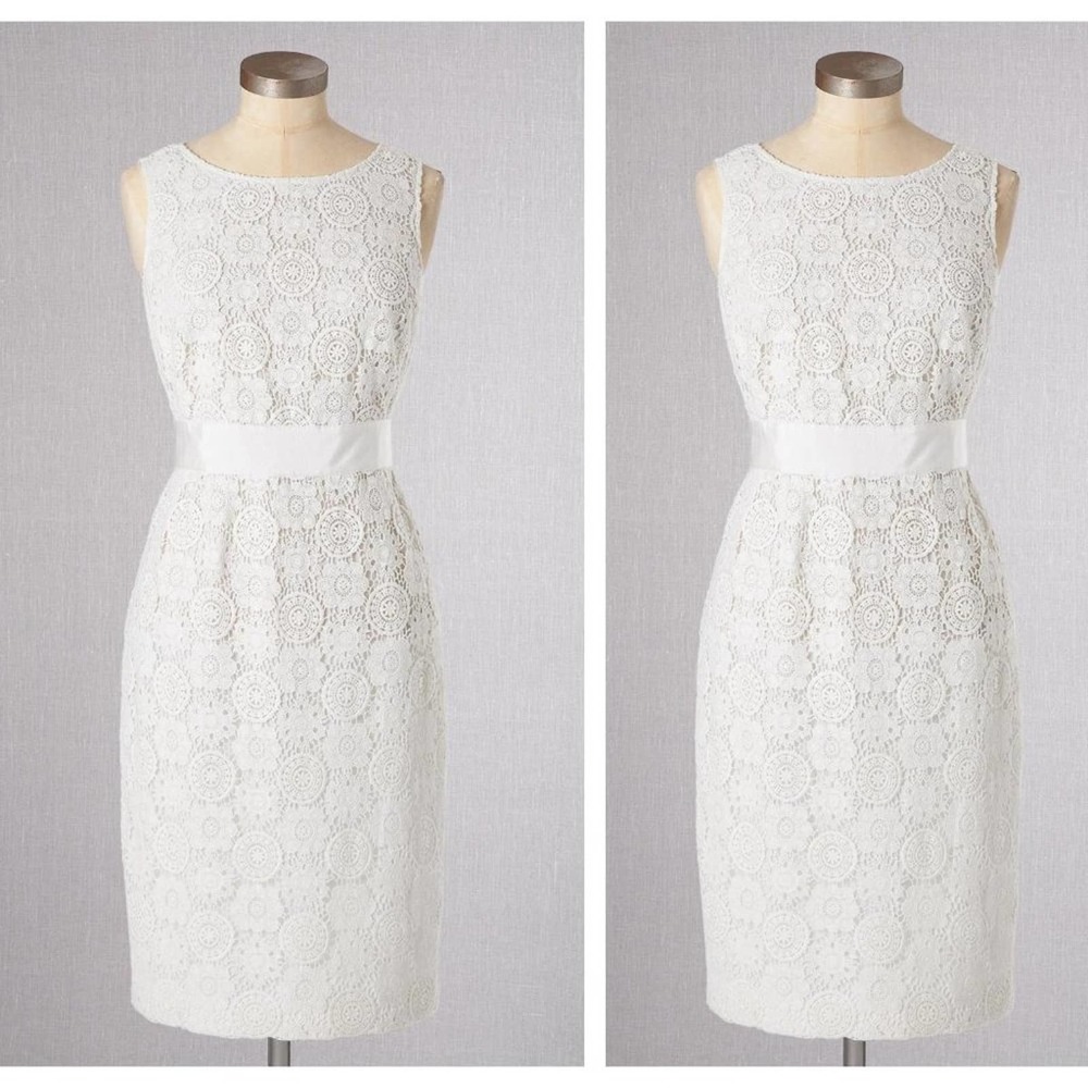 BODEN White Lace Sheath Dress {GG19}